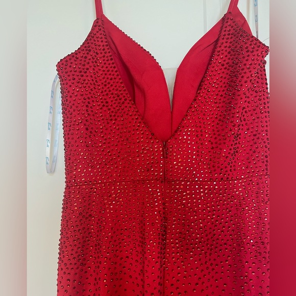 Camille La Vie Red Sparkly Prom Dress - Picture 5 of 7